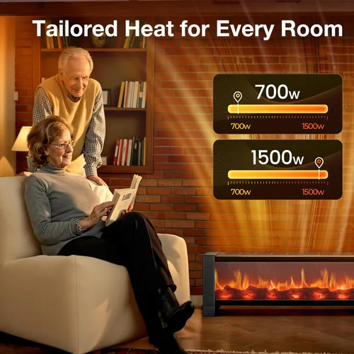 Miniatura 3 de Air Choice Calentador de zócalo de 33 pulgadas, calentador de chimenea de 1500 W con salida de aire superior, control remoto, termostato ajustable