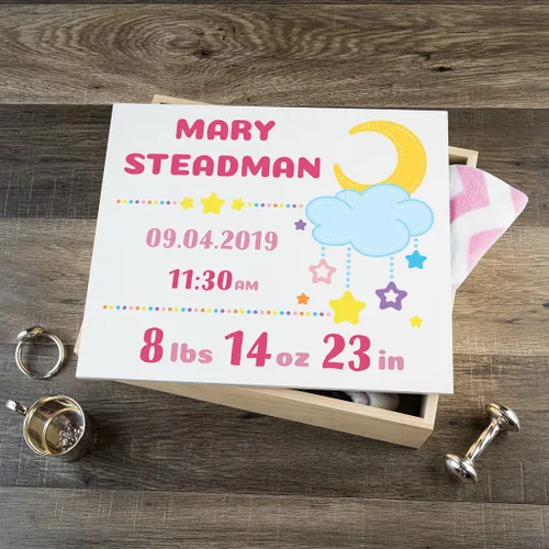 Miniatura 13 de Caja de recuerdo personalizada para bebé (huellas azules, regulares)