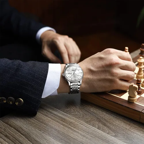 Miniatura 4 de OLEVS Men's Automatic Mechanical Watch Self-Winding Luxury GoldSilver Two Tone Classic Calendar Waterproof Luminous Business Watch