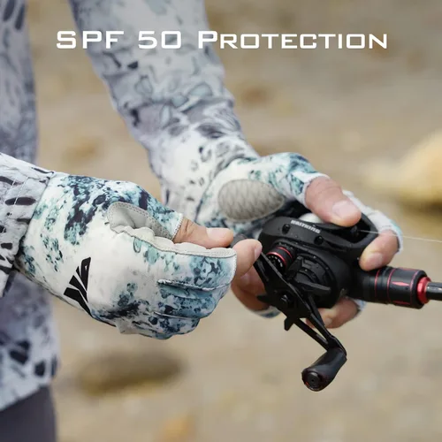 Miniatura 3 de KastKing La Sal Guantes de pesca UPF50+ Guantes de sol Guantes de protección UV Guantes sin dedos para hombres y mujeres para exteriores, kayak
