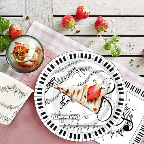 Miniatura 3 de Serve25 - Juego de vajilla de 175 piezas de notas musicales para fiestas, platos de papel, servilletas, tazas, cuchillos, tenedores, cucharas
