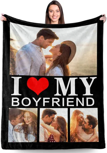 Manta personalizada con fotos, regalos personalizados para el día de San Valentín para él y ella, mantas personalizadas de franela suave con