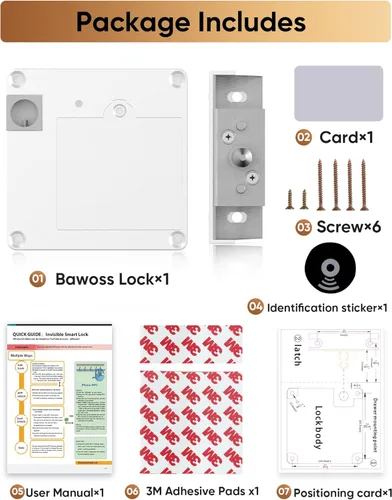 Miniatura 3 de Cerradura Inteligente para Gabinete Bluetooth Oculta de Seguridad RFID para Niños Sin Llave Cerraduras de Cajón para Adultos a Prueba de Niños, APP