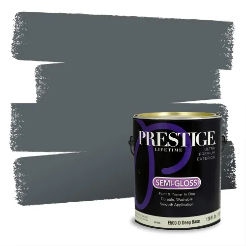 Miniatura 498 de Pintura Exterior + imprimación PRESTIGE, todo-en-uno, 1 galón, acabado mate, color comparable al Valspar* Royal Gray* VS151-Gris real