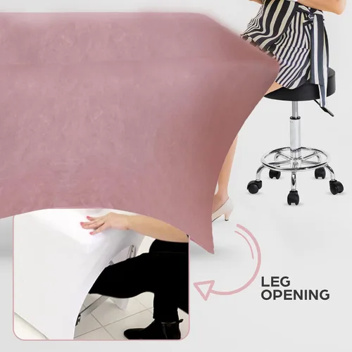 Miniatura 7 de Funda de terciopelo rosa para mesa de masaje, cama elástica para pestañas y mesa de masaje con corte de pierna y bolsillo, se adapta a mesas de 72 a