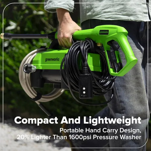 Miniatura 6 de Greenworks Lavadora a presión de 1700 PSI y 1.2 GPM, ultra compacta y ligera, ideal para limpiar patios, terrazas, aceras, muebles de exterior