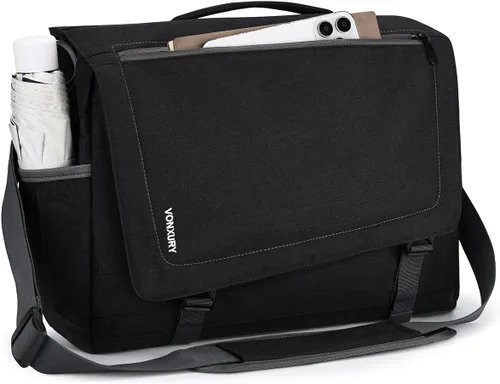 Miniatura 8 de Bolsa de mensajero para hombre, ligera, resistente al agua, 15.6 pulgadas, bolsa para laptop, bolsa de hombro para oficina de negocios Bolsa