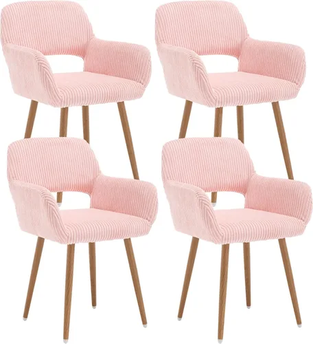 Miniatura 11 de KCC Sillas Pequeñas y Modernas con Brazos para Comedor 1 Pieza, Asiento Lateral Tapizado en Terciopelo de Mediados de Siglo Club para Invitados