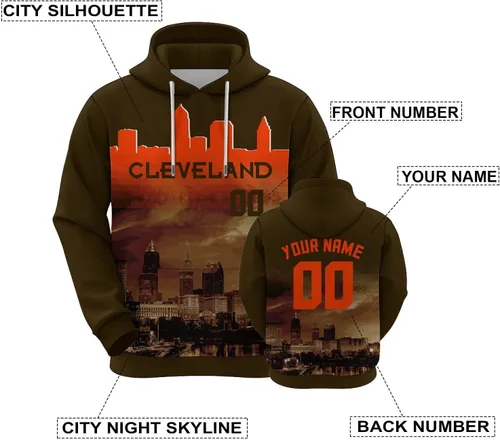 Miniatura 19 de Custom Football Hoodies City Night Skyline Personalized Sweatshirt Name Number Fan Gift Pullover for Men Women Youth