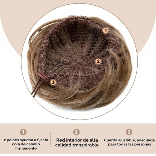 Miniatura 4 de Moño de bailarina, pieza sintética para recoger el cabello, moño de extensión de cabello Q3 de Sarla Negro azabache