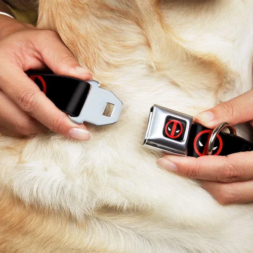 Miniatura 8 de Collar de perro hebilla de cinturón de seguridad Deadpool Logo Negro Rojo Blanco 9 a 15 pulgadas 1.0 pulgadas de ancho