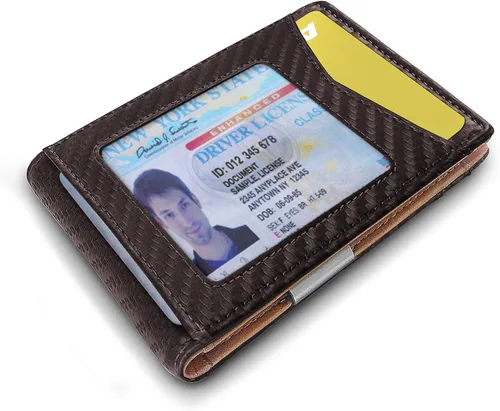Miniatura 3 de Cartera Bulliant fina para hombre, cartera de piel para hombre con bolsillo delantero para tarjetas, 7 x 10 x 27cm (3" x 4.3"), 11 tarjetas+clip