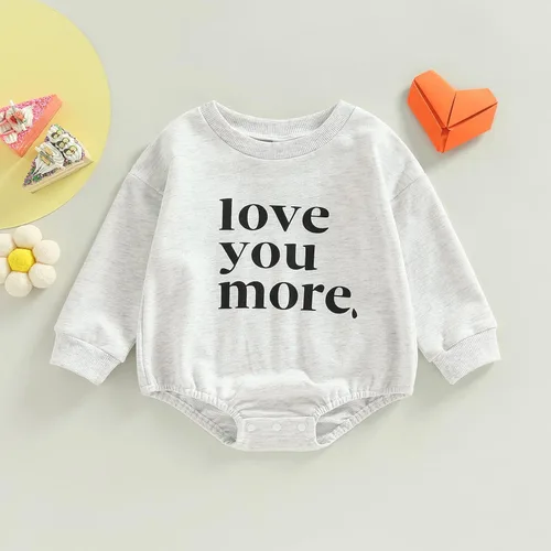 Miniatura 9 de Enterizo de manga larga con estampado de letras para bebés, niñas y niños