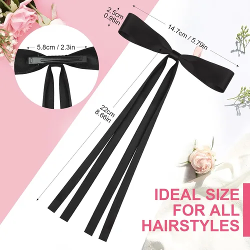 Miniatura 2 de 8 lazos para el cabello de satén sedoso con borla para mujeres, pinzas para el pelo con lazo de borla para soporte de cola de caballo. Lazo de pelo