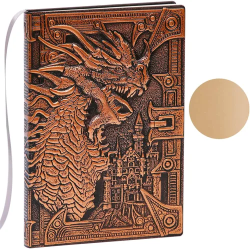 Miniatura 11 de Diario sin forro – DND Dragon Brass 3D en relieve de tapa dura, cuaderno de bocetos A5 en blanco, 8.4 x 5.7 pulgadas (100 hojas, 200 páginas)