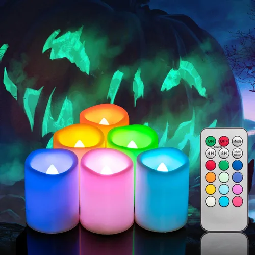 Miniatura 12 de 6 velas de té sin llama de control remoto de 200 horas, velas votivas parpadeantes LED que funcionan con pilas, velas eléctricas con temporizador