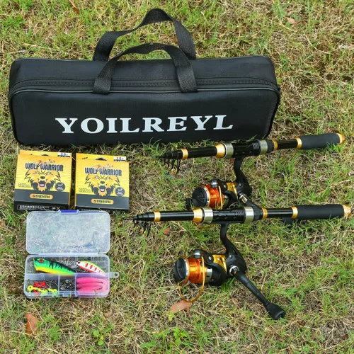 Miniatura 8 de Yoilrey - Combo de caña de pescar y carrete – Kit de iniciación de caña de pescar telescópica de 5.9 pies con carrete giratorio, línea de pesca, ï¼