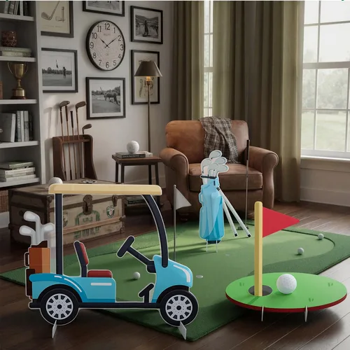 Miniatura 5 de Kit de 3 piezas de decoración grande de fiesta de cumpleaños de golf, incluye agujero en una cabina de fotos, accesorios de carritos de golf, bolsas