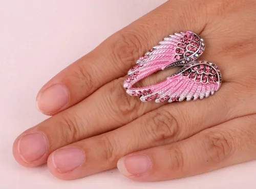 Miniatura 2 de YACQ Anillos elásticos de alas de ángel para mujer de tamaño 7 a 9, banda elástica suave perfecta para artritis, sin plomo ni níquel, soportes