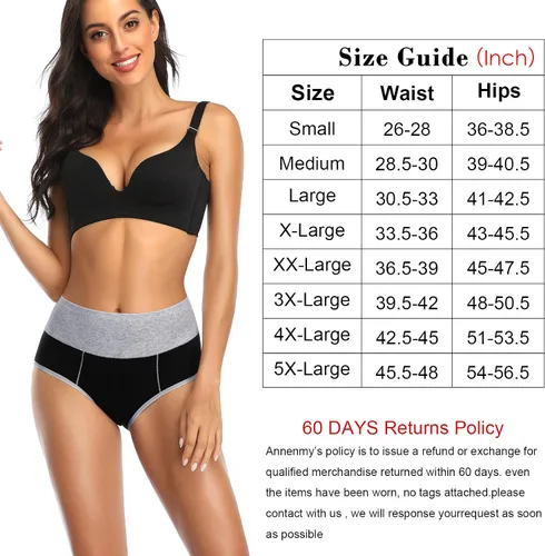 Miniatura 6 de Annenmy Ropa interior de cintura alta para mujer, ropa interior de algodón para mujer, ropa interior con control de abdomen, sin muffins, bragas
