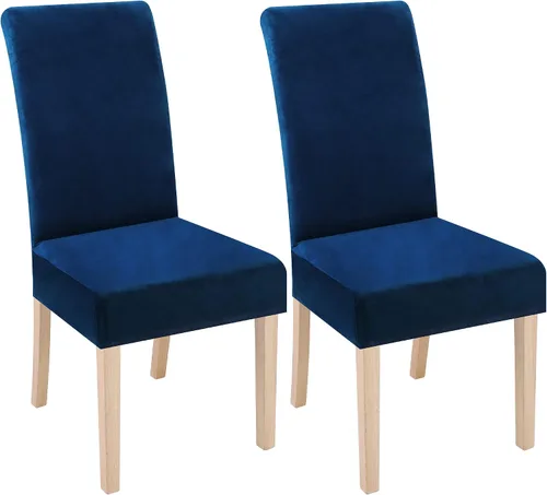 Miniatura 57 de smiry - Fundas para sillas de comedor de terciopelo elástico y suave, extraíbles, Terciopelo, Beige