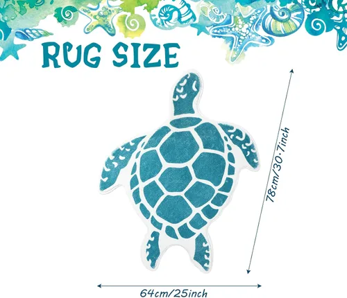 Miniatura 2 de Haull - Alfombra de baño de tortuga marina, tapete de baño de animales lindos, turquesa, antideslizante, lavable, cubierta de tortuga para niños