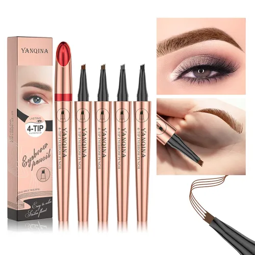 Miniatura 5 de Lápiz de cejas negro Liquid Microblading. Resistente al agua, de larga duración, natural, pluma de cejas con punta de horquilla de 4 puntos