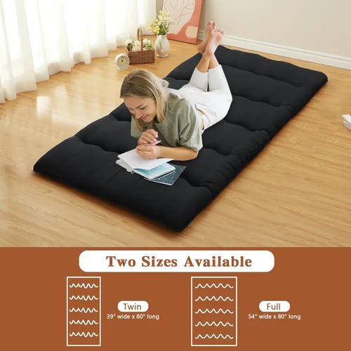 Miniatura 5 de ROYGROW Colchón de futón japonés para niños, colchón de futón japonés tamaño individual, tapete para dormir, tapete de tatami, almohadilla