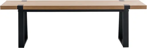 Miniatura 6 de VESCASA Banco de comedor de madera de 60 pulgadas con patas de metal negro para comedor, cocina, roble natural Natural Oak