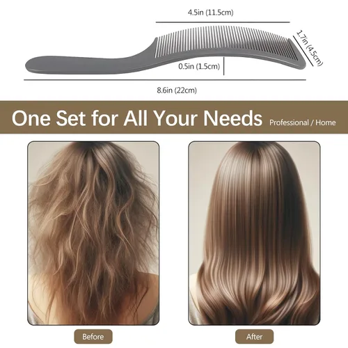 Miniatura 4 de Juego de 3 piezas de peine de peluquero curvado en negro, blanco, gris: perfecto para cortes de pelo profesionales y peinado, diseño ergonómico