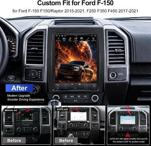 Miniatura 2 de CUSP Estéreo de coche Android estilo T de 12.1 pulgadas para Ford F-150 F150/Raptor 2015-2021, F250 F350 F450 2017-2021, PX6 4GB+64GB Unidad