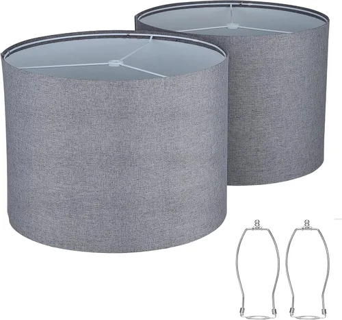 Miniatura 8 de Juego de 2 pantallas de lámpara de tambor de 13 x 13 x 10 pulgadas de alto, pantallas medianas para lámparas de mesa, lámparas de pie, lino natural