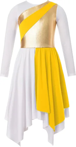 Miniatura 103 de CHICTRY Vestido de baile lírico sin mangas asimétrico para niñas, disfraz de adoración litúrgica contemporánea