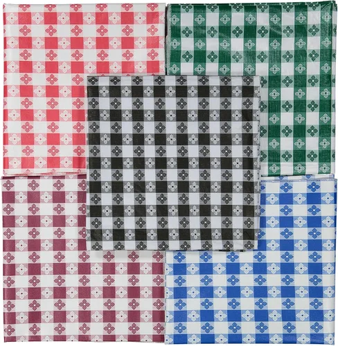 Miniatura 3 de Yourtablecloth - Mantel de vinilo a cuadros, con parte trasera de franela, para restaurantes, picnics, bistró, comedor interior y exterior Rojo