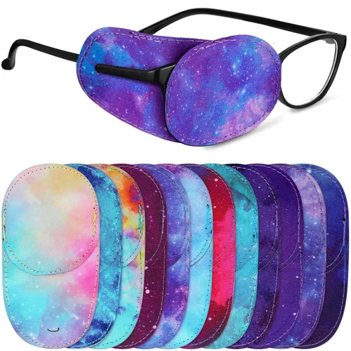 Miniatura 13 de Newcotte 12 piezas de parche para ojos para niños, reutilizable, ajustable, para niñas y niños, para gafas, para ojo izquierdo o derecho, patrones