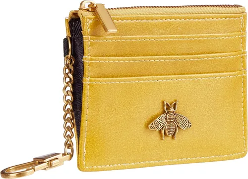 Miniatura 17 de SEAVILIA Tarjetero llavero cartera para mujer con ventana de identificación RFID monedero regalo abeja delgada minimalista pequeña cartera