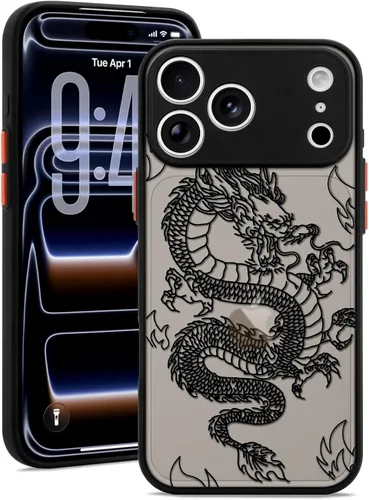 Miniatura 9 de Funda compatible con iPhone 15 Pro, diseño moderno de dragón 3D con diseño de animal de dragón esmerilado, parte trasera de policarbonato duro