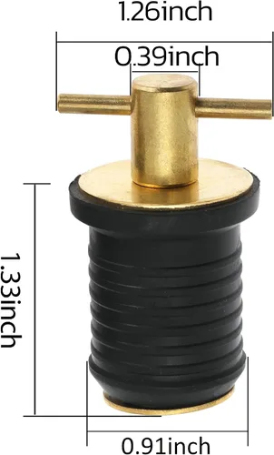 Miniatura 2 de Tapón de drenaje de barco con mango en T, tapones de goma a presión con mango de latón/acero inoxidable, accesorios de giro marino