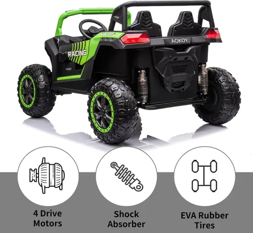 Miniatura 7 de POSTACK Juguete de paseo XXXL de 24V de 220 libras para niños grandes, auto de juguete eléctrico con batería de 2 asientos para niños, auto de paseo