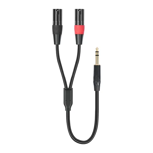 Miniatura 7 de 1/4 TRS a doble XLR macho Y-Splitter Cable de conexión estéreo de 1/4 pulgadas (0.250 in) a 2 XLR Cable de conexión de 3.3 pies