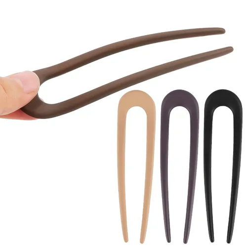 Miniatura 5 de Chanaco 4 horquillas francesas para el cabello para mujer, horquilla para moños, horquilla en forma de U para peinar, palillos de plástico