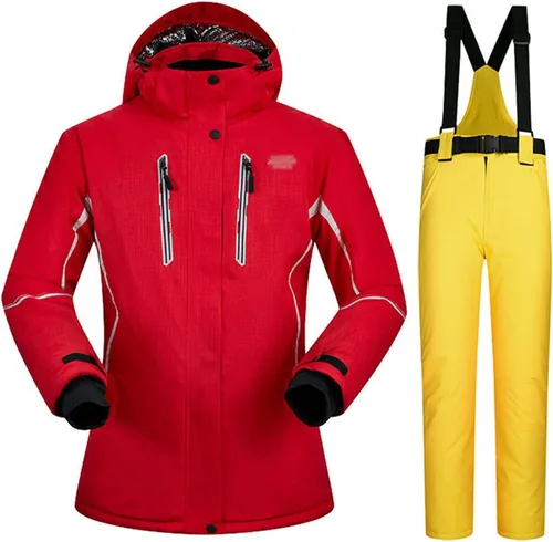 Miniatura 12 de Conjunto de chaquetas y pantalones de esquí para mujer, invierno al aire libre, talla grande, trajes de esquí cálidos con capucha, trajes de nieve E