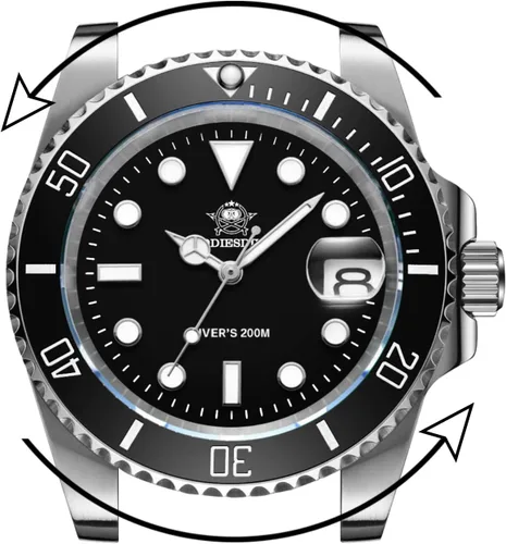 Miniatura 3 de ADDIESDIVE Quartz Dive Watch for Men Diver 200 M Steel Strap Luminous Multicolors Dial Black Blue Green