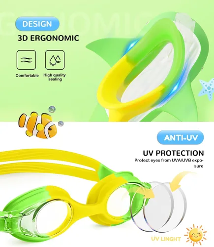 Miniatura 3 de NSSIW Kids Swim-Goggles Swimming-Goggles-for Kids: Goggles Anti Fog Pool No Leak 2 Pack Ages 3-16
