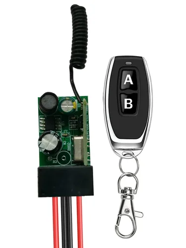 Miniatura 3 de Interruptor de control remoto de 12 V, mini interruptores inalámbricos de 2 vías, relé CC de 12 V/24 V/48 V/10 A con alcance largo de 328 pies