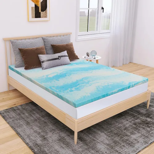 Miniatura 8 de Vyfipt Cubrecolchón de espuma viscoelástica de gel refrescante de 2 pulgadas, tamaño King, alivio de presión, cama en una caja, certificado