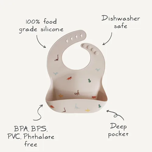 Miniatura 9 de Mushie - Babero de silicón para bebé, ajustable y resistente al agua (barro)