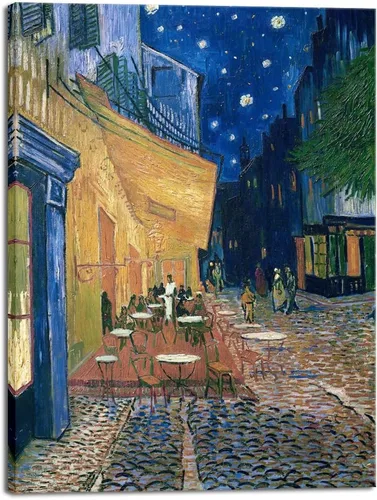 Miniatura 11 de Wieco Art V0060 reproducción al óleo del cuadro "Terraza de café por la noche", de Vincent Van Gogh. Pintura en lienzo Giclee, para decorar