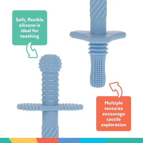 Miniatura 5 de Nuby Mordedores de Silicona Sensorial en Tubo - (Paquete de 3) Juguetes de Dentición Texturizados para Bebés y Lactantes - 3+ Meses - Naranja, Azul