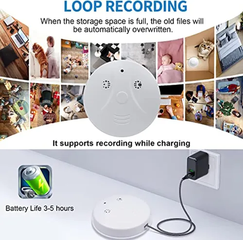 Miniatura 5 de Cámara oculta WiFi detector de humo HD 1080P inalámbrica pequeña niñera cam para cámaras de seguridad de vigilancia casera interior/exterior